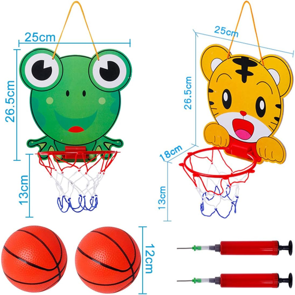 Miniatyr basketkorg för inomhusbruk, 2-pack, tecknad mini basketkorg, prylar, leksaker, inomhussporter, festboll, pojkar, flickor, 1-6 år