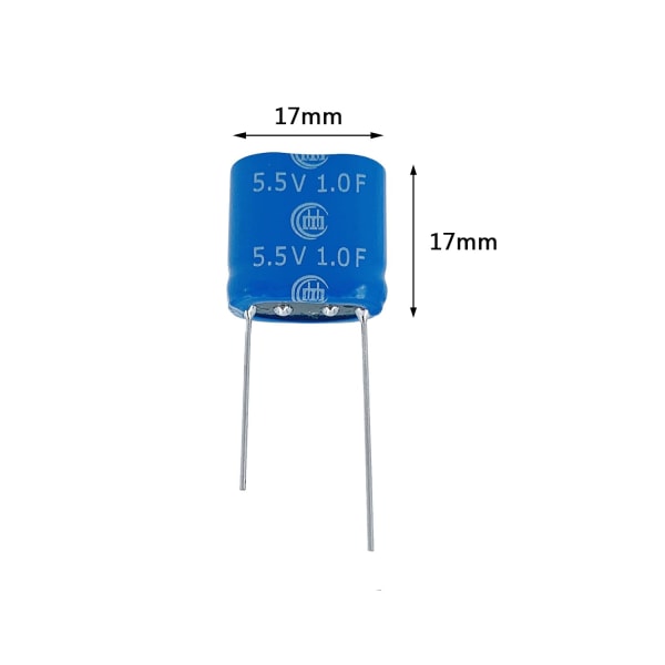 2 kpl 8.5X17X17mm Superkondensaattori 5.5V 1F Super Farad -kapasitanssi Käämitystyyppi Energian varastointi Laivalla varmuuskopiointi Energian varastointiyhdistelmä 1F