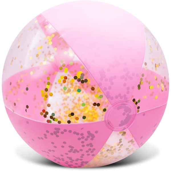 Uppblåsbar Glitter Beach Ball 16" Tillbehör Confetti Pink