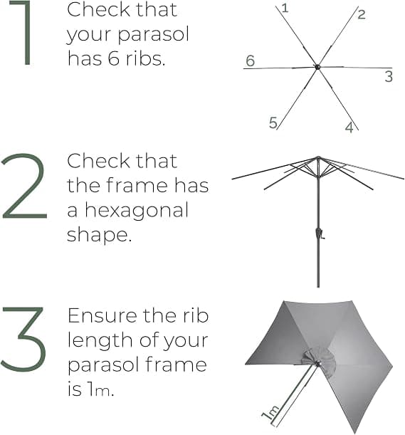 Reserveparasollovertræk Hexagonal 6 Arme UV 30+ Beskyttelse Til Haveparasoller