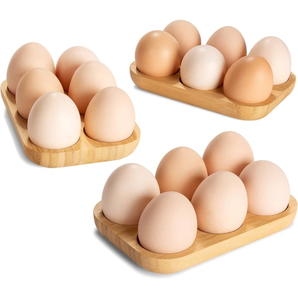 Mini bambus 18 hullers egg brett sett, 3 små stativer, høykvalitets antikk tre egg stativ for djevel egg 3 stykke sett