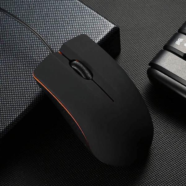 Kablet mus, højre- eller venstrehåndet USB-kablet computermus, ergonomisk computermus med holdbare klik til pc, computer, bærbar computer (sort)