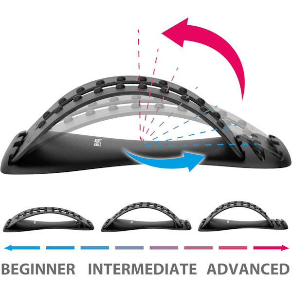 Rygstrækker Massager med Trykpunkter til Afslapning af Øvre & Nedre Ryg, 3 Niveauer af Rygstrækning, Posture Corrector