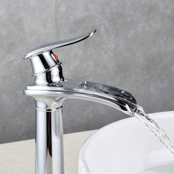 Chrome Basin Hane Vandfald Blandebatteri til Badeværelse (Top)
