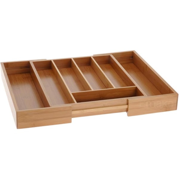 Expanderbar bestickbricka i bambu 33,5 x 28 cm-45 cm