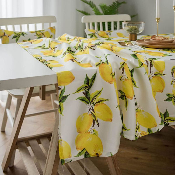 Spill Proof Citron Tablecloth Polyester Vår & Sommar Tablecloth för inomhus/utomhusbruk