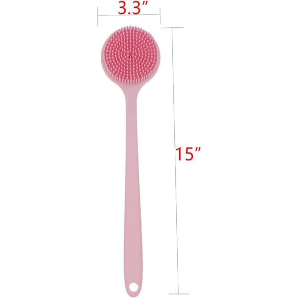 DNC Silikon Rygg Skrubb for Dusj Bad Kroppsbørste med Langt Håndtak, BPA-Fri, Hypoallergen, Miljøvennlig (Rosa)