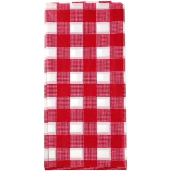 Set med 4, picknickdukar, röd- och vitrutiga dukar, plastdukar, engångsdukar för fester