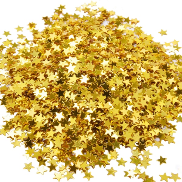 Folie stjärnpaljetter för festbröllopsdekorationer, 30g/1oz (guld) 6 mm