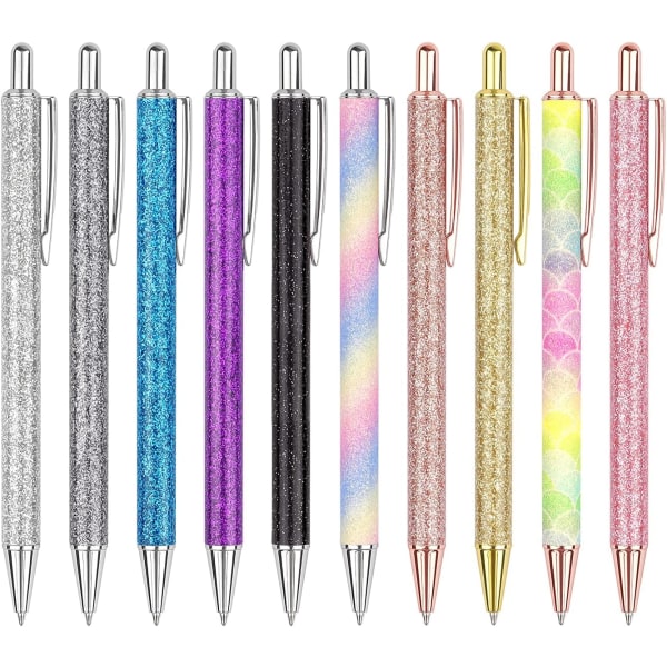 Ballpoint Pens, Glitter Rose Gold Click Ball Pens, Black Ink Medium Point 1mm, Gifts and Office Supplies