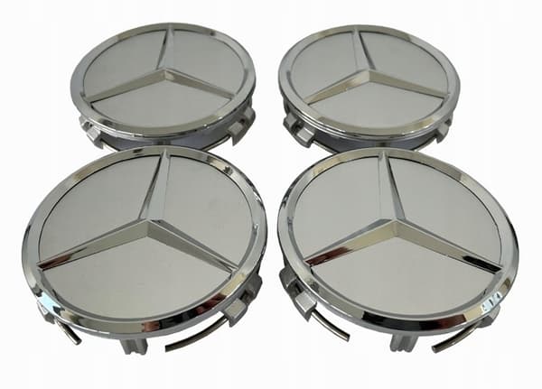 Mercedes-Benz centrumkåpor / navkapslar bilmärke - 4-pack 75mm Silver