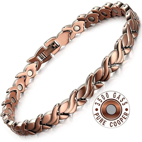Womens Pure Copper Magnetic Therapy Bracelets for Arthritis Wristband with 3 Smarter Buckle Adjustable