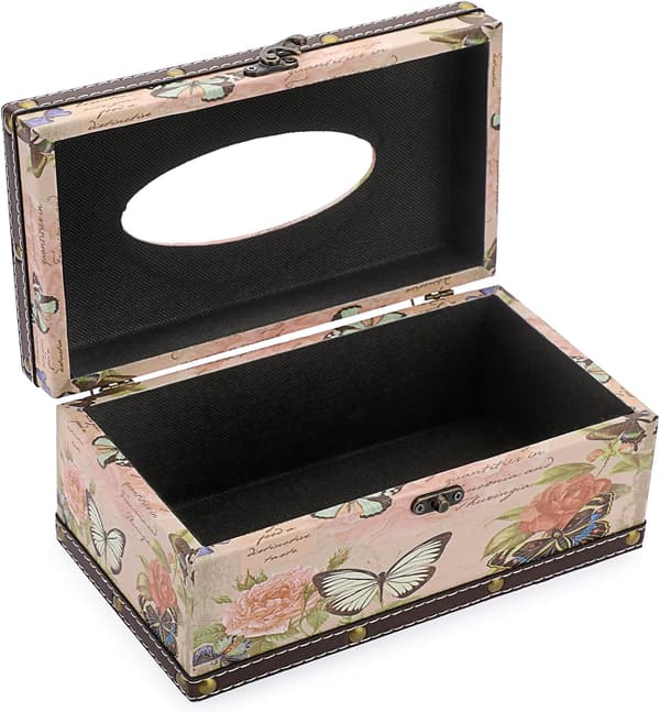 PU+ Træ Rektangulær Servietboks, Dekorativ Servietholder, Retro Husholdnings Servietboks Organizer, Servietdispenser Opbevaringsbeholder