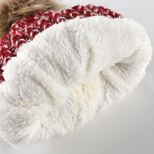 Vintermössor för kvinnor Fleecefodrad stickad mössa och halsduk Set Varma mjuka mössor Hattar