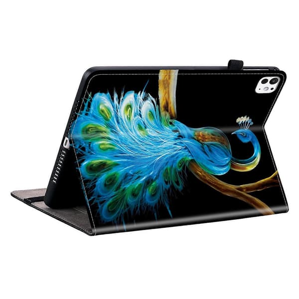 Läderfodral med tryckt mönster och kortfack för iPad Pro 11 (2024)