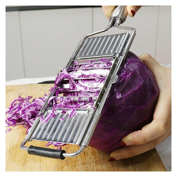 Multifunktionell grönsaksskärare i rostfritt stål, grönsaksskärare/rivare, tre-i-ett manuellt köksredskap