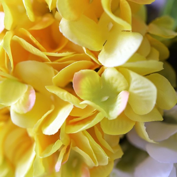 5 stk. Kunstige Hortensia Blomsterbuket, Blomsterdekoration 47cm yellow