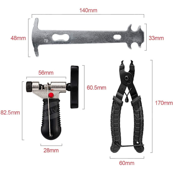 Universal cykelkædereparationsværktøj til 7 8 9 10 11 12 hastighed cykelkædetang + kædeskærer + reparationsværktøjssæt