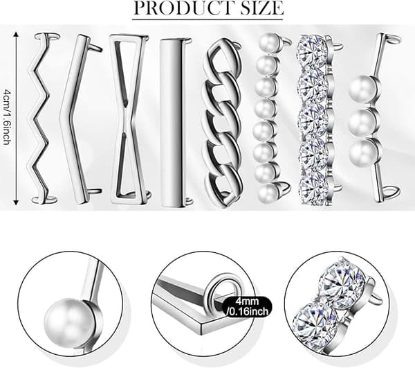 Par Shoelace Charm Clip Sneaker Shoelace Dekorasjon DIY Silver