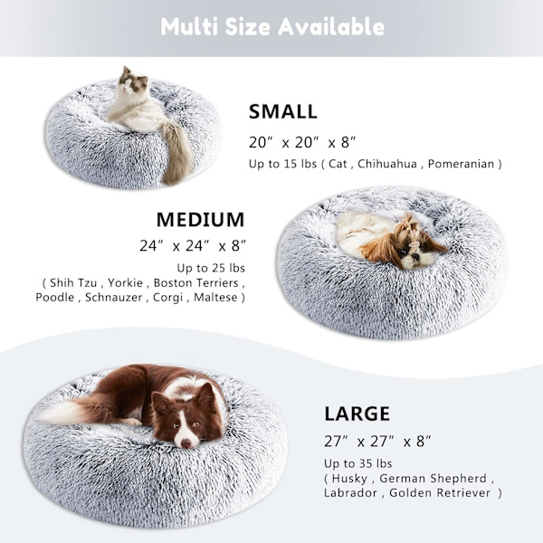 Hundeseng og katteseng, original beroligende hundeseng for små og mellomstore kjæledyr light grey 24 x 24 Inch