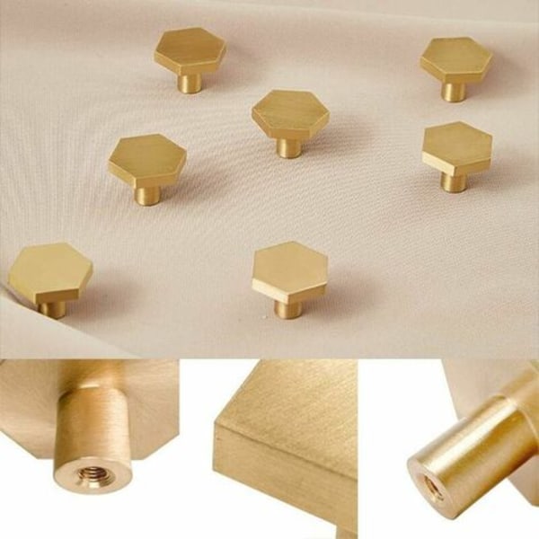 10 st solida mässingshexknoppar, skåpdörrknoppar runda mässingsknoppar möbelknoppar 30*21mm
