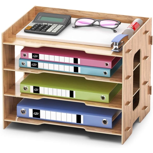 A4 dokumentsortering Skrivebordsarrangør Træopbevaringsarrangør Arkivskab til kontor (33*24*27cm)