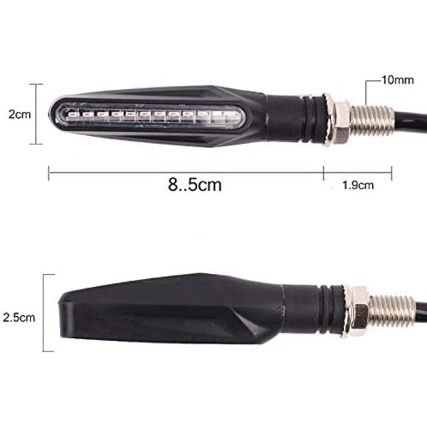 2 st universella LED-blinkers för motorcykel, blinkers för motorcykel, dagsljus, blinkerslampa, sekventiell matchning, bärnsten