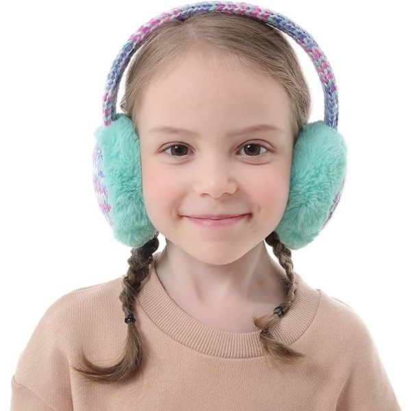Stickade öronkåpor för barn Vinter utomhus lurviga öronvärmare för pojkar, flickor