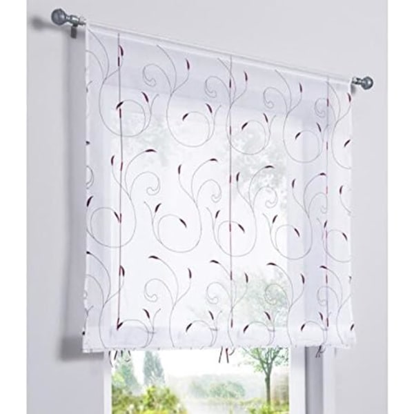 1 stk vindusgardin brodert blomster Raffrollo høy kvalitet Voile soverom dekorasjon bad balkong (lilla, 80x120cm)