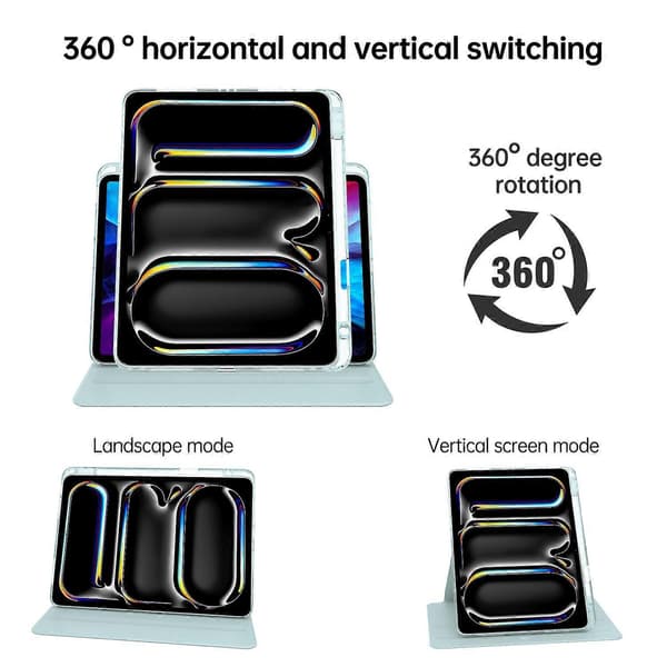 Etui til iPad Pro 13 (2024) PU Læder+Akryl+TPU Roterende Klar Tablet Cover Auto Væk/Sov