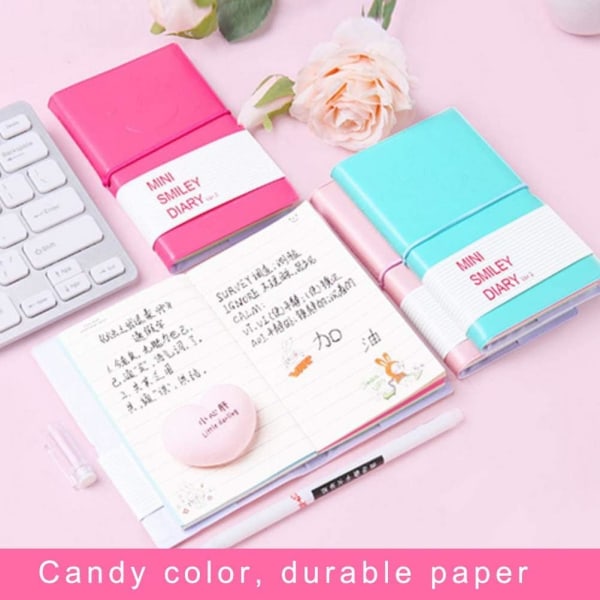 2st Mini Smiley Notebook, Mini Smiley Diary 2 Färger Pocket Notebook Liten anteckningsbok Organizer