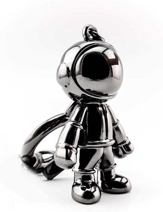 Cool Astronaut Nøglering Vedhæng, Rumrobot Nøglering til Mænd Kvinder, Bilnøgleholder, Taskevedhæng, Sort Black