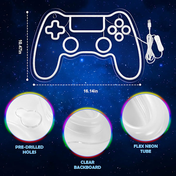 Gamer Neon Skilt, Game Controller Neon Skilt til Gamer Room Decor