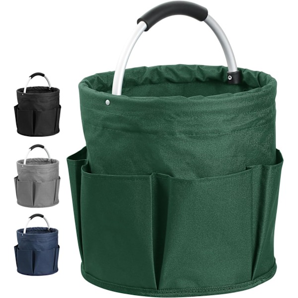 Værktøjskurve med 6 Lommer, Foldbar Haveværktøjstaske, Organiseringspose til Opbevaring af Ting Hjemme, Indkøb, Udendørsudflugter, Picnic negro