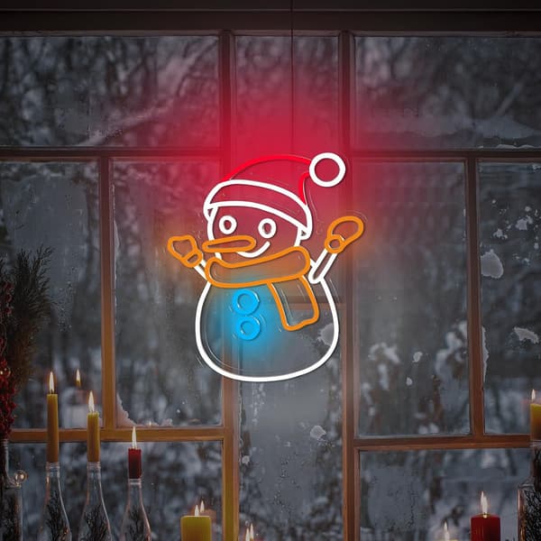Jul Snögubbe Neonskylt Jul Neonskyltar för Väggdekor, LED-skylt USB-driven, Jul Nattlampa
