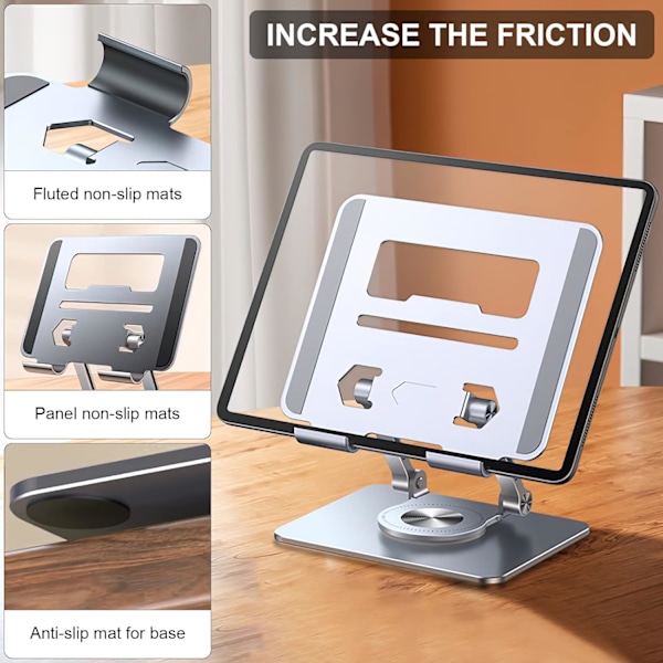 Tablet-stativer, 360° roterende laptopstativ, stativ 12,9 tommer