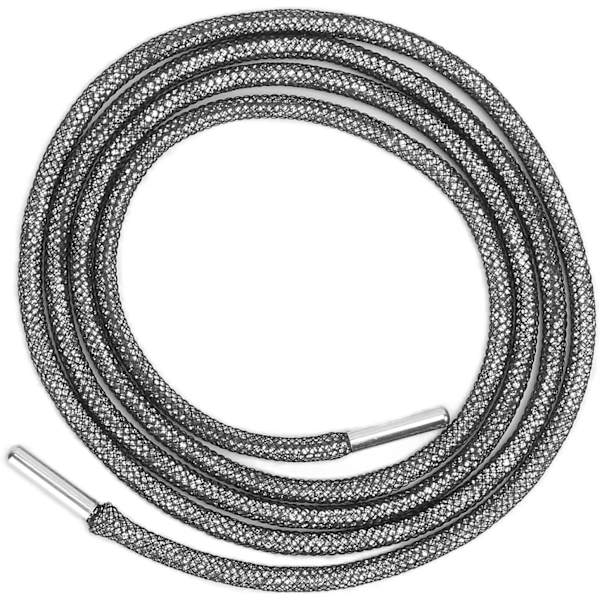 Krystallrhinestonekjede, pynt til skolisser med rhinestones White + black network 120cm