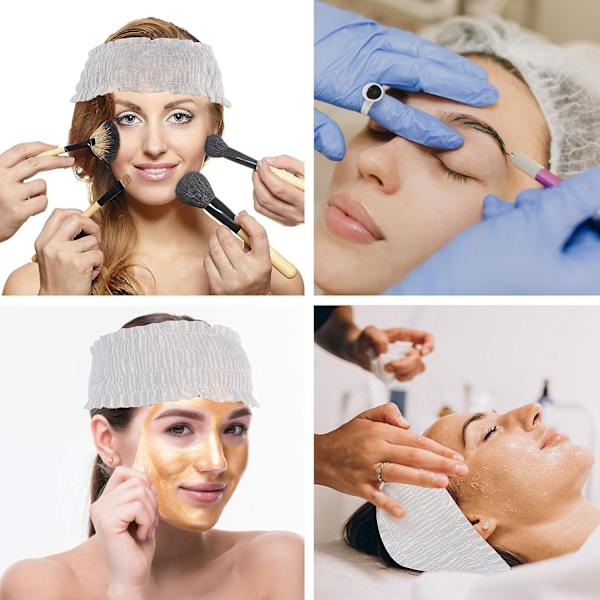 100 st engångsspa-pannband, mjukt non-woven ansiktsduk elastiskt hudvårdshårband