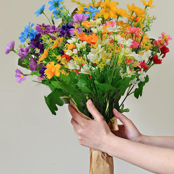 5 st konstgjorda blommor, konstgjorda prästkragar, vilda blommor, växtbuketter för inomhus- och utomhusbruk, heminredning