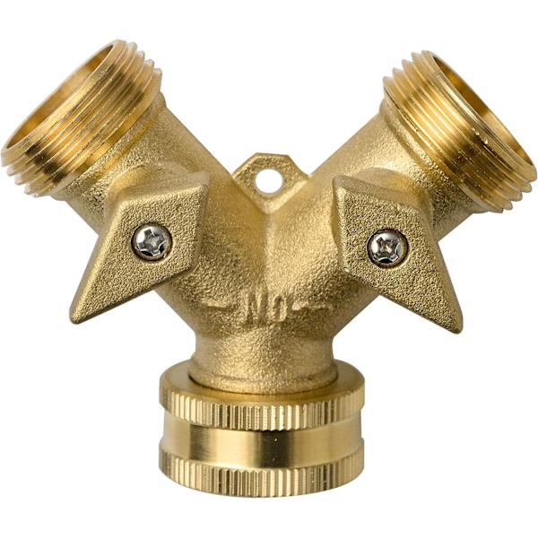 2-vejs messinghane - Y-ventil slangedeler havehanefordeler manifold 3/4\" messing slangefittings