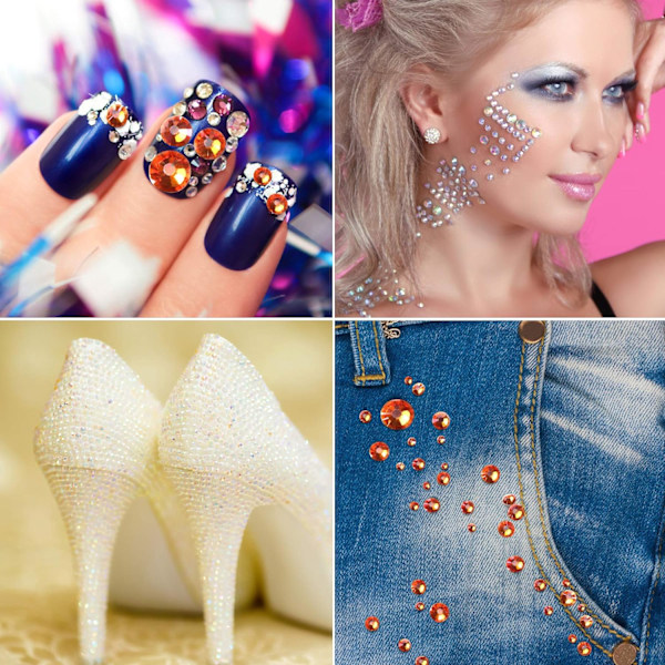 1440 stk. limfiks krystal flade rhinestones glassten til neglekunst, kunsthåndværk dekorationer tøj sko Amber 1440pcs