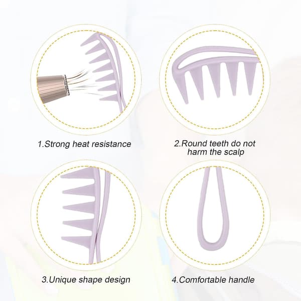 2 stk. bredtandet kam - Shark Teeth Big Detangling Comb