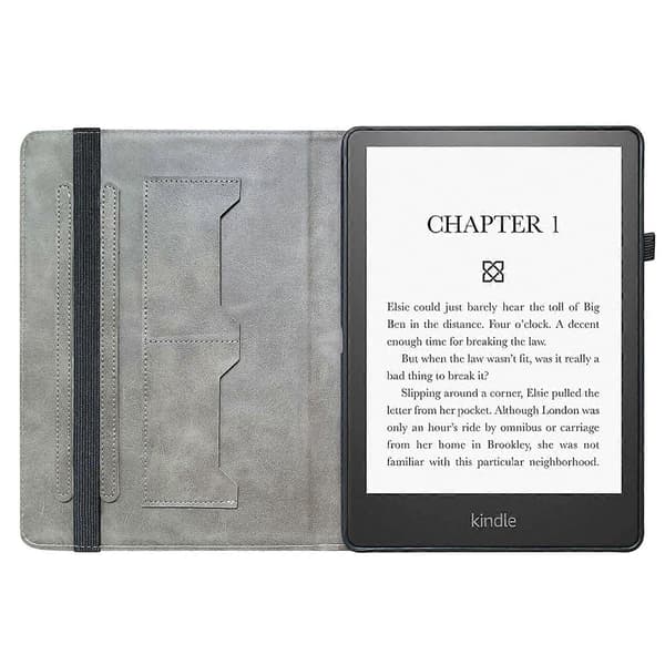 Läderfodral med mönster och kortfack för Amazon Kindle Paperwhite (2024)