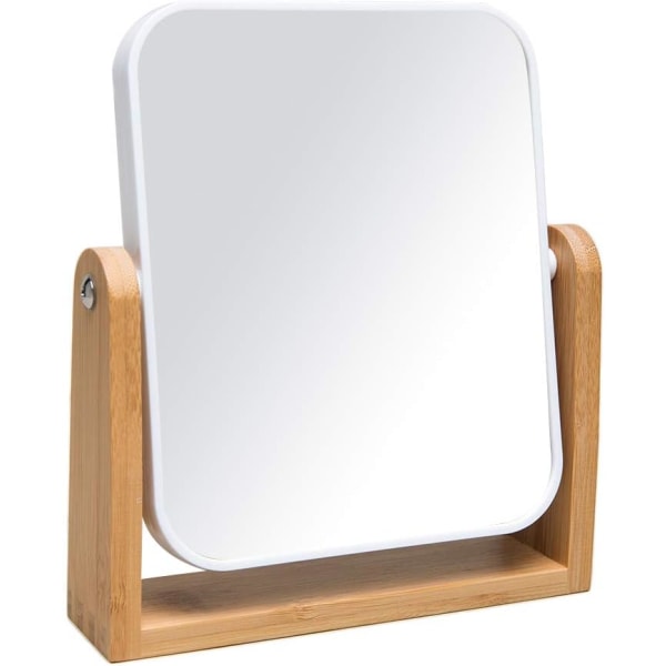Sminkspegel med stativ i naturlig bambu Bärbart bordsbord sminkspegel