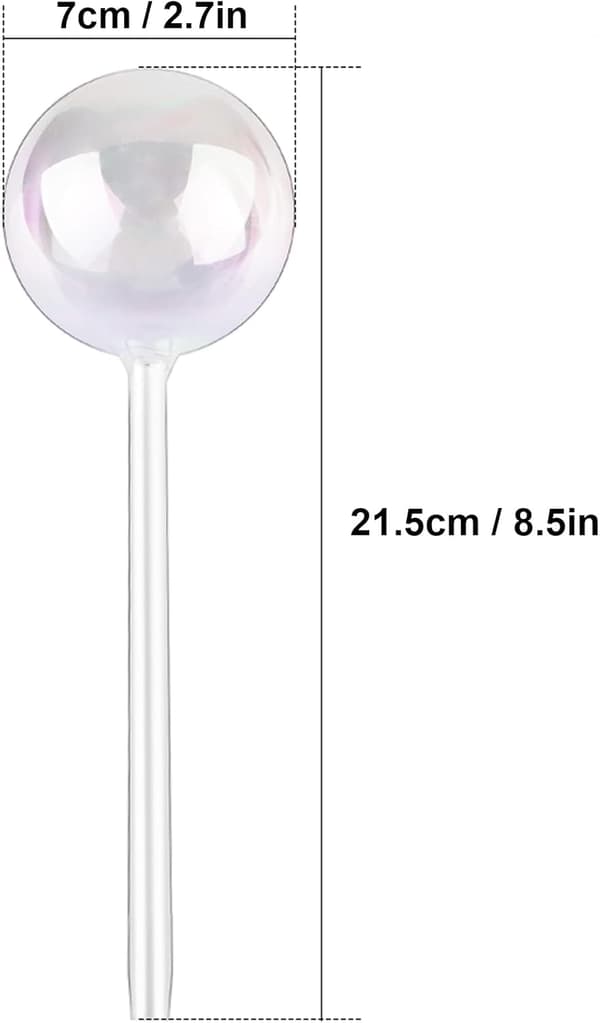2 stk. iriserende regnbuegradientfarget klart glass selvvanningssystempigger, automatiske plantevanningskuler