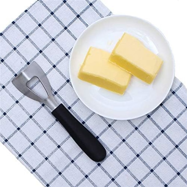 Osteskjærer i rustfritt stål, smørkniv med silikonhåndtak, svart