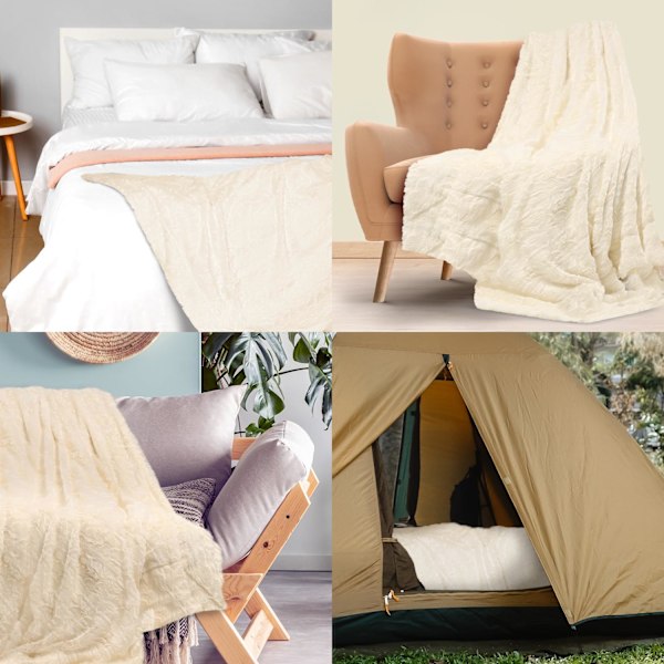 Komfort Faux Fur Tæppe - Blødt, Fluffy, Fuzzy, Plys, Tykt, Minky Tæpper