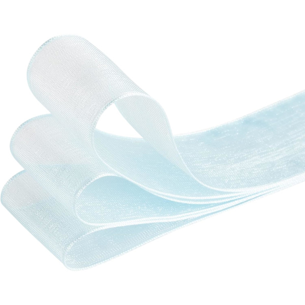 4 cm genomskinligt sidenband, blå skimrande chiffongband för gör-det-själv-hantverk, bröllopsdekorationer, presentinslagning, brudbuketter (45 m)