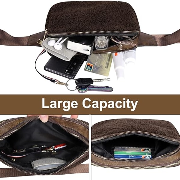 Bumbag för damer, midjeväska för kvinnor, svart, trendig midjeväska för vandring, löpning och promenader dark brown