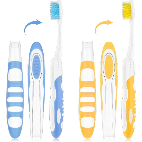 2 Pack Portable Soft Bristle Toothbrush Travel Folding Toothbrush Camping Toothbrush Foldable Soft Bristle Toothbrush